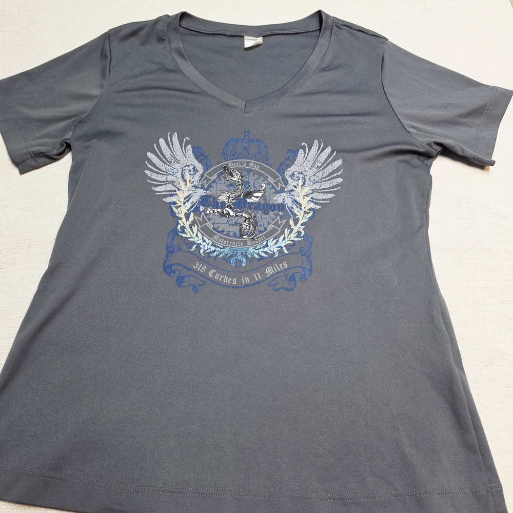 Dragon 11 Miles Gray Graphic V-Neck Women Top